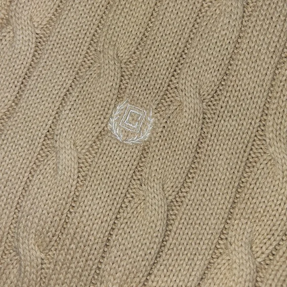 Chaps 100% Cotton Beige Cable Knit Zip Up Hoodie - Picture 4 of 9